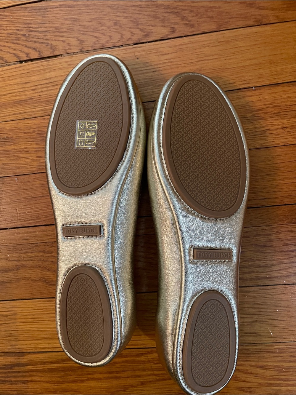 Tory Burch Metallic Gold Reva Ballet Flats - Picture 10 of 14